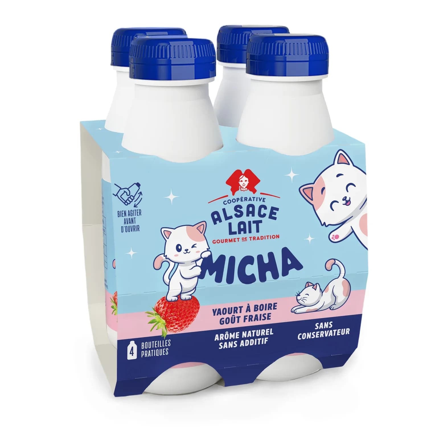 Gourde yaourt à boire à la fraise Micha 4x170g