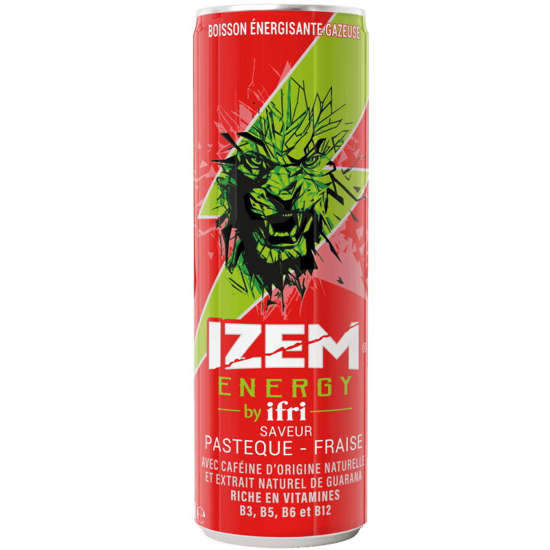 Izem energy saveurs pastèque - fraise canette 24cl