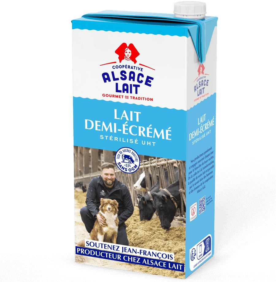 Lait demi-écrémé brique Alsace Lait 1l