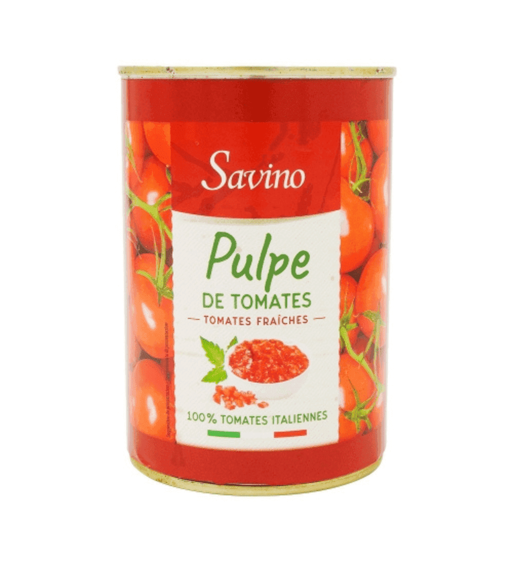 Pulpe de tomates fraîches boîte Savino 385g