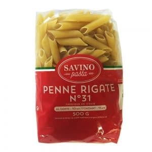 Pâtes Penne Rigate n°31. Savino Pasta pqt 500g