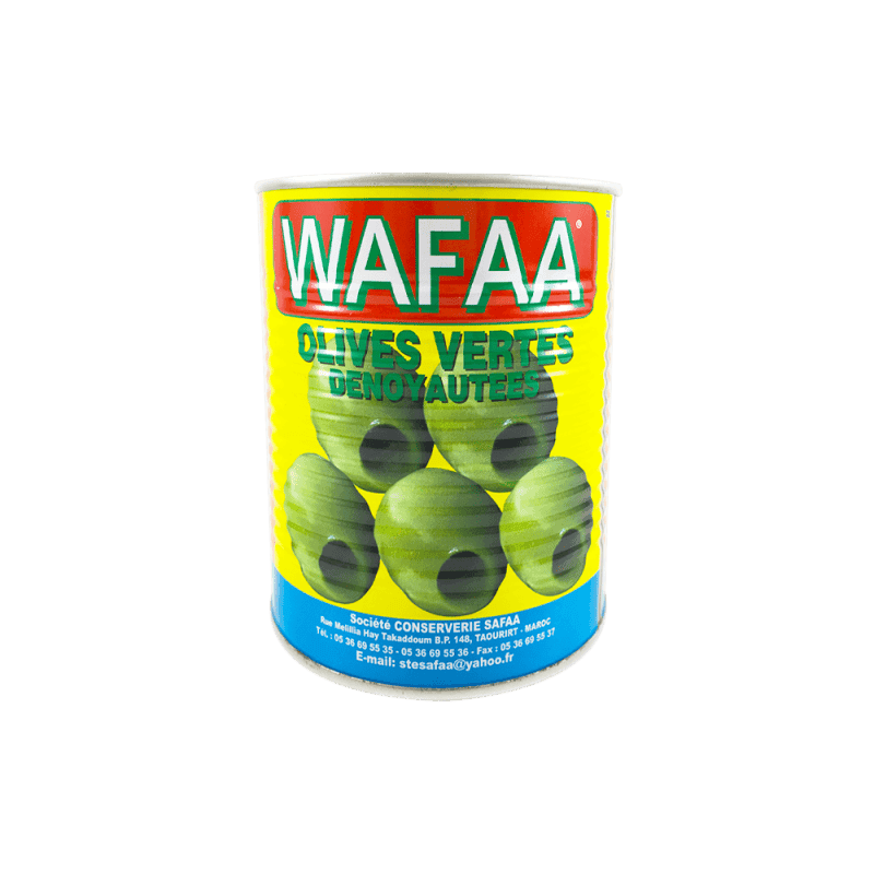 Olives vertes dénoyautées Wafaa 4/4 800g