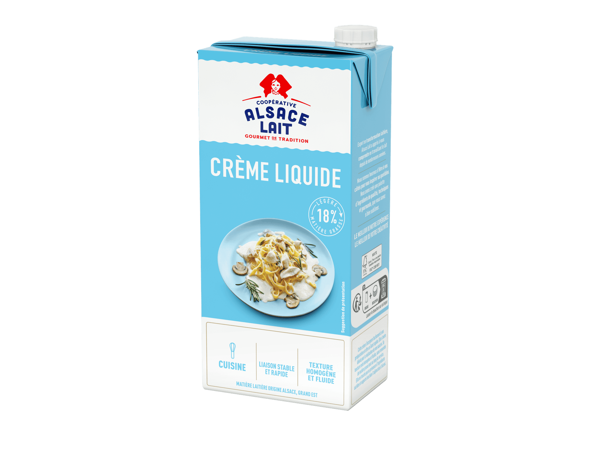 Crème liquide cuisse & liaison 18% M.G Alsace Lait 1l
